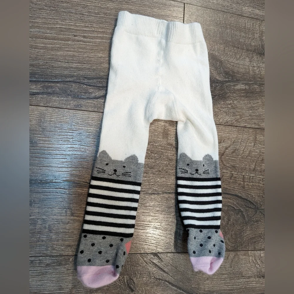 0-6 Month Baby Girl Opaque Knit Cat Tights by ED Ellen DeGeneres Like New